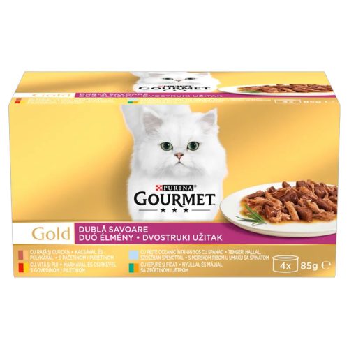GOURMET Gold DUO Felnőtt macska konzerv - vegyes válogatás 4 x 85g