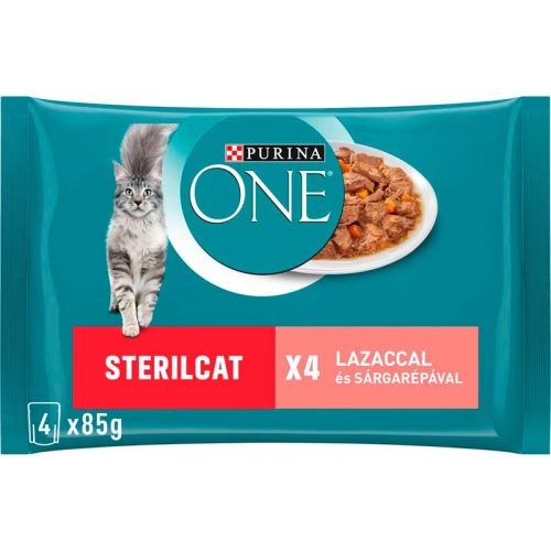PURINA ONE Felnőtt Steril macska alutasak - Lazac 4 x 85g