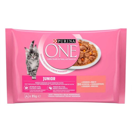 PURINA ONE Kölyök macska alutasak - lazac 4 x 85g