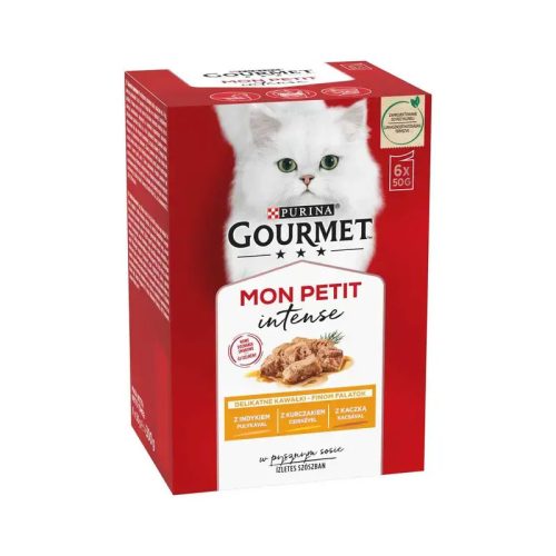 GOURMET Mon Petit Felnőtt macska alutasak - kacsa, csirke & pulyka 6 x 50g