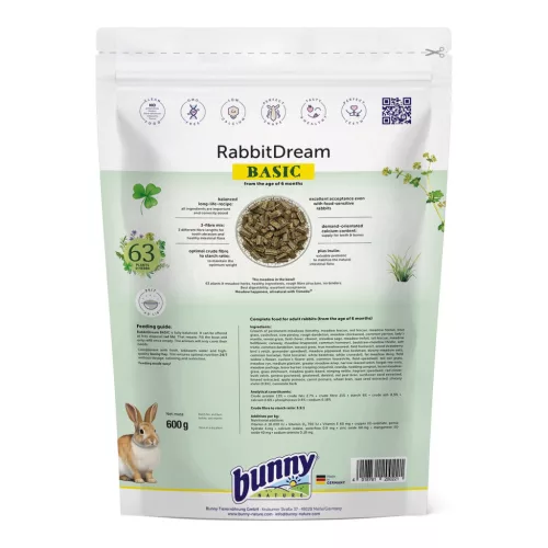 bunnyNature RabbitDream Basic felnőtt nyúltáp 600 g