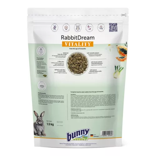 bunnyNature RabbitDream Vitality felnőtt nyúltáp 1,5 kg