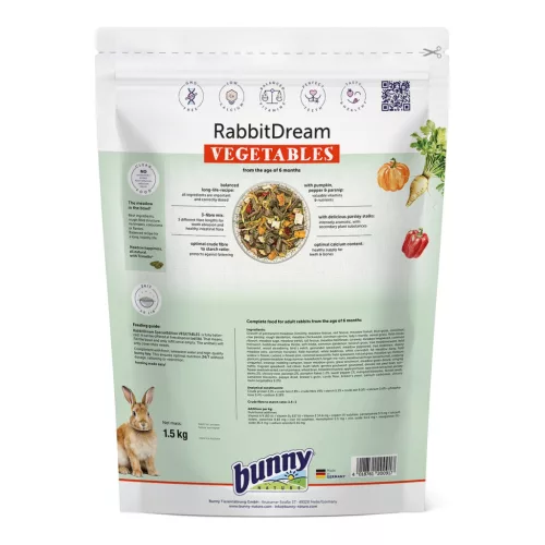 bunnyNature RabbitDream Vegetables felnőtt nyúltáp 1,5 kg