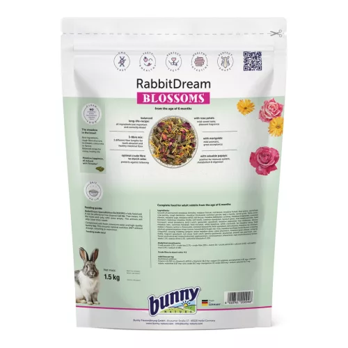 bunnyNature RabbitDream Blossoms felnőtt nyúltáp 1,5 kg