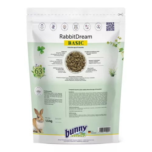 bunnyNature RabbitDream Basic felnőtt nyúltáp 1,5 kg