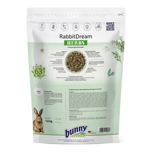 bunnyNature RabbitDream Herbs felnőtt nyúltáp 1,5 kg