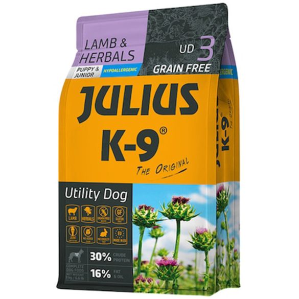 JULIUS-K9 Utility Dog Puppy Hypoallergenic Lamb&Herbals 3kg