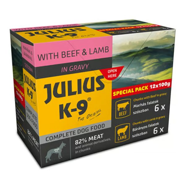 JULIUS-K9 Adult Menu Beef & Lamb válogatás szószban 12x100g