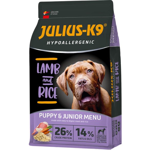 JULIUS-K9 Dog Puppy Hypoallergenic Lamb&Rice 12kg