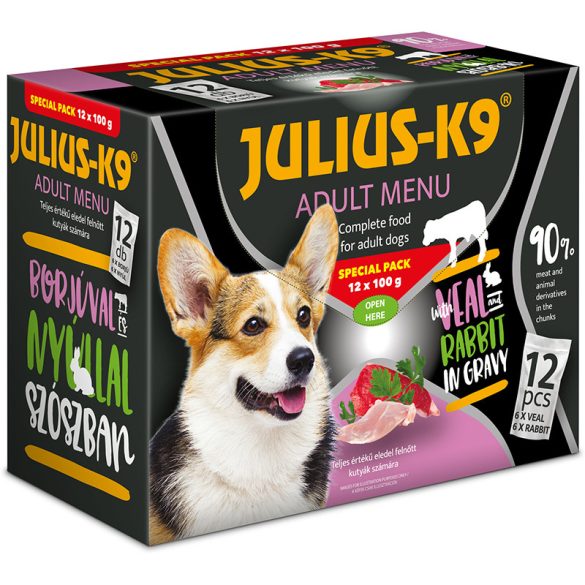 JULIUS-K9 Adult Menu Veal & Rabbit válogatás szószban 12x100g