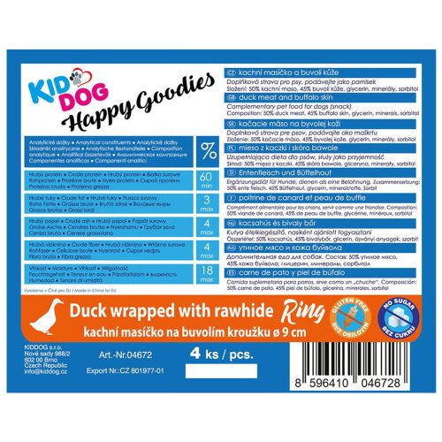 KID DOG kacsahús bivalybőr karikán 4db