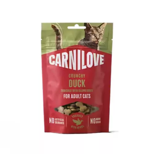 CarniLove Cat Crunchy Snack kacsa málnával 50 g