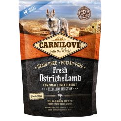   Carnilove Fresh Adult Dog Small Ostrich & Lamb Excellent Digestion, Strucc és Bárány Hússal 1,5kg