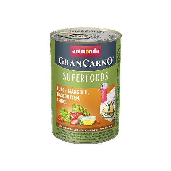 GranCarno Adult Superfoods pulyka, mángold, csipkebogyó, lenolaj 400g 