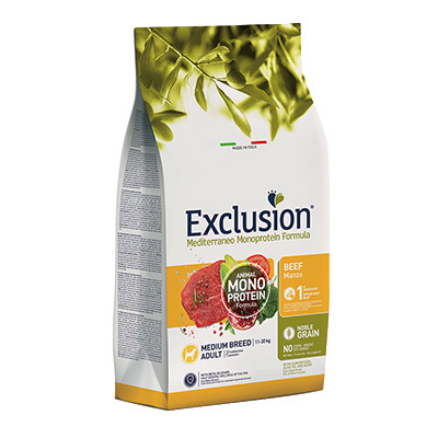Exclusion Mediterraneo Monoprotein Noble Grain Adult Beef Medium 12kg
