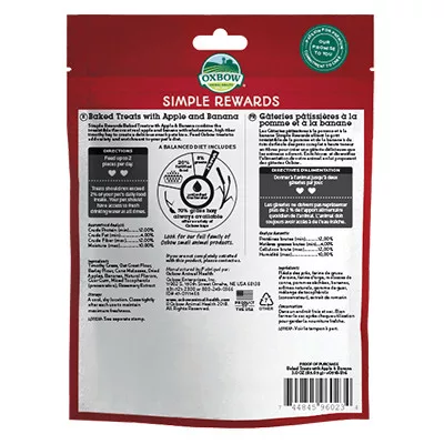 Oxbow - Simple Rewards - Baked Treats with Apple & Banana - Szárított Alma & Banán 85g