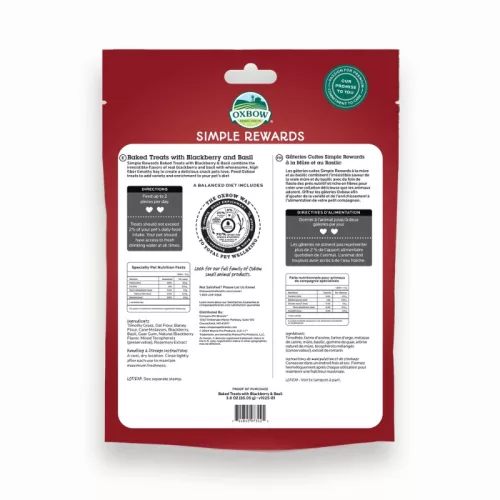 Oxbow Simple Rewards szedres-bazsalikomos jutalomfalat 85 g