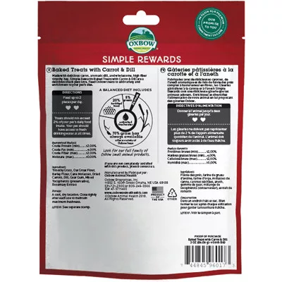Oxbow - Simple Rewards - Baked Treats with Carrot & Dill - Répás Kapros 85g 