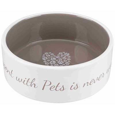 Trixie Kerámia Tál Pets Home 0,3l / 12cm Fehér/Szürke