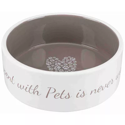 Trixie Kerámia Tál Pets Home 0,8l / 16cm Fehér/Szürke