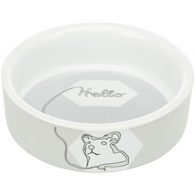 Trixie Kerámia Tál Hello Hörcsög Mintával 90ml / 8cm Szürke