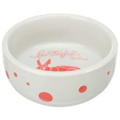   Trixie Kerámia Tál Nyúl Mintával 240ml / 11cm Szürke/Piros - Kifutó