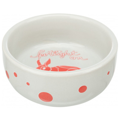 Trixie Kerámia Tál Nyúl Mintával 240ml / 11cm Szürke/Piros - Kifutó