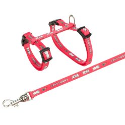   Trixie hám pórázzal Nyulaknak 20-33cm/ 8mm 1,25m rózsaszín